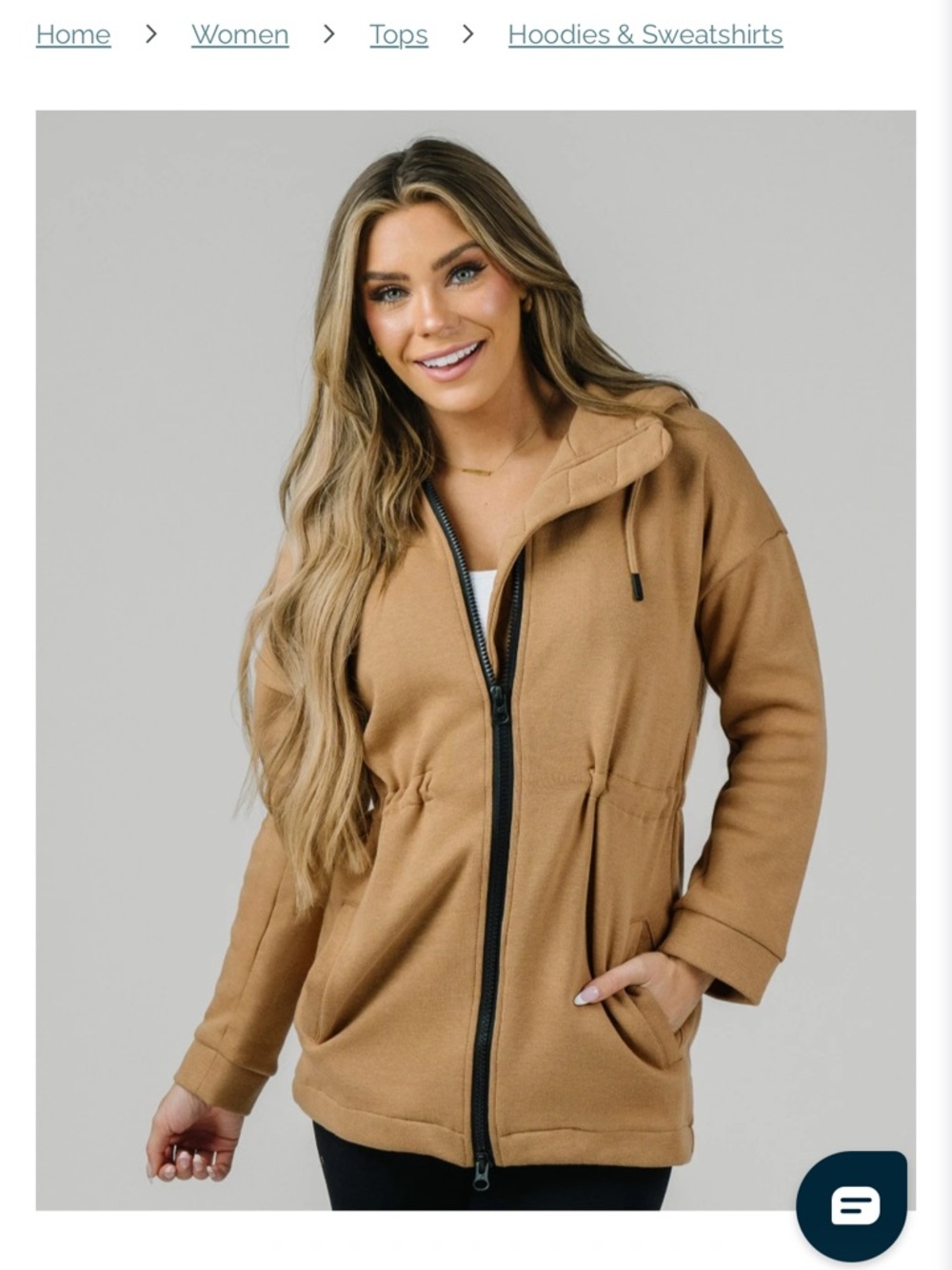 ZYIA Women's Camel Hooded Zip Jacket